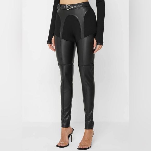 NWT MANIÈRE DE VOIR Vegan Leather Zip Off Leggings to Shorts - Picture 14 of 16